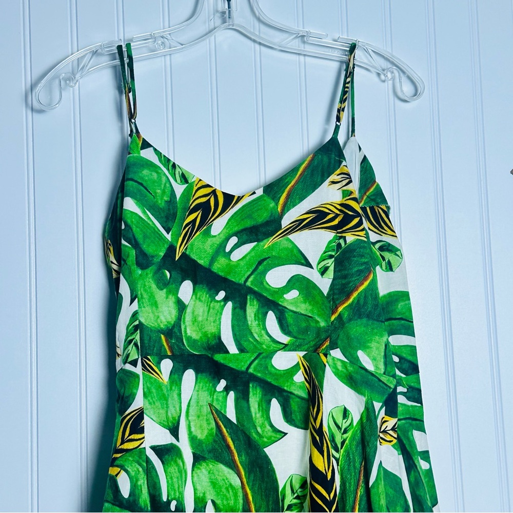 FARM Rio Green Monstera Leaf Tropical Mini Wrap Dress Size Large - Picture 8 of 10